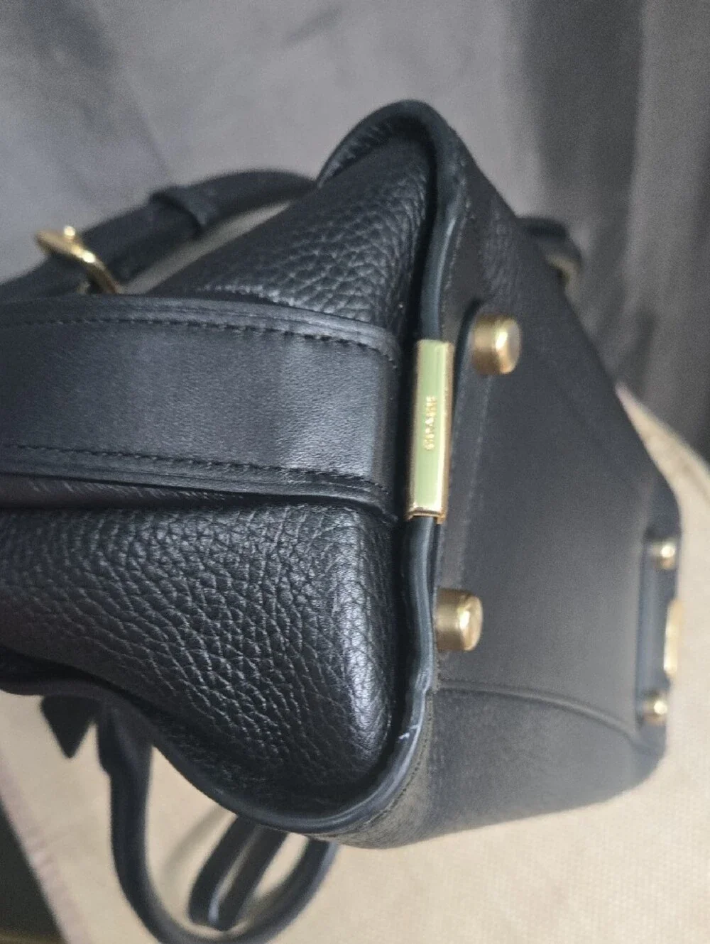 Coach Swagger 27 Black Pebbled Leather Satchel with Gold Hardware